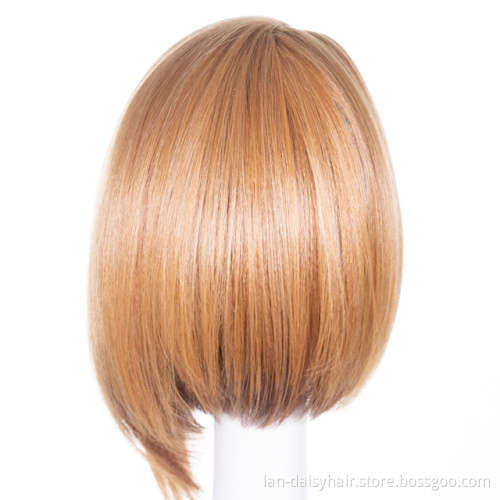 Lace Frontal Bob Cosplay Wigs Straight Short Synthetic Wigs for Black Women Gold Color Side Part Shoulder Length